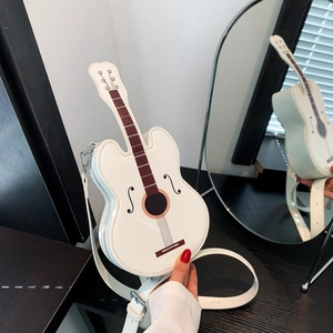 Guitar Shaped Shoulder Bag Novelty PU Leather Crossbody Purse Creative Guitar Design Fashion Handbag For Women