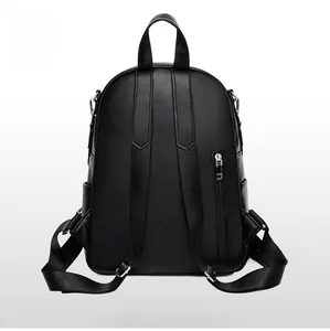 Back view of a large fashion soft leather backpack showing adjustable shoulder straps