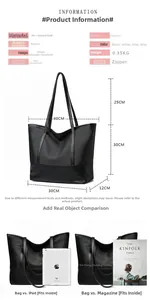 Oxford fabric tote bag size specifications and iPad capacity comparison detail view