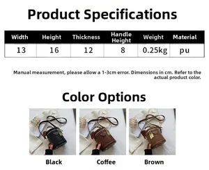 Spécifications de taille pour le sac seau en cuir PU avec hauteur 16cm et largeur 13cm