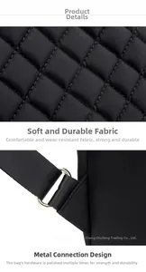 Detail of soft quilted nylon fabric and polished gold-tone metal strap connectors