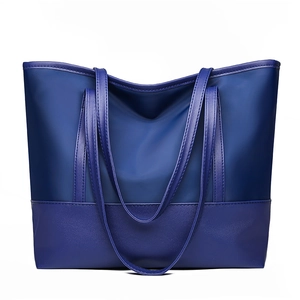 Large capacity navy blue oxford cloth tote bag with reinforced dual shoulder straps