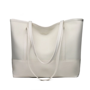 Large cream white Oxford cloth tote bag with shoulder straps and spacious design