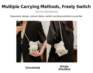 Sac bandoulière blanc mignon en forme d'éléphant, porté à l'épaule et en travers du corps