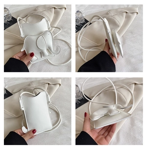 Vues détaillées du sac à bandoulière éléphant mignon montrant l'avant le dos et le bas