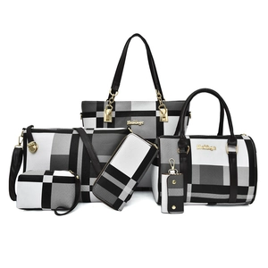Women Handbags Tote Crossbody Purse PU Leather Large Capacity Color Block Plaid Pattern Shoulder Bags
