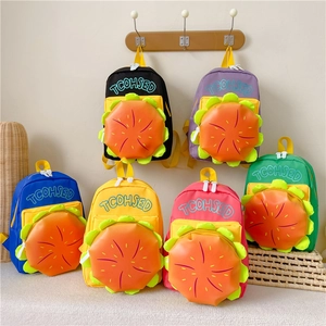 Sac à dos burger mignon pour enfants en six couleurs avec poche 3D pour l'école