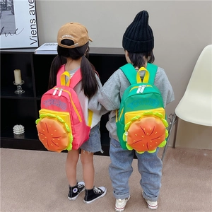 Sac à dos mignon motif hamburger pour enfants en rose et vert pour filles et garçons