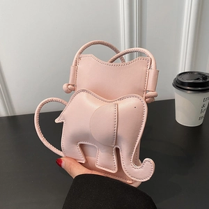 Sac Bandoulière Mini Forme Éléphant Cuir PU Design Animal Pochette Pour Téléphone Portable Petit Sac À Épaule Femmes