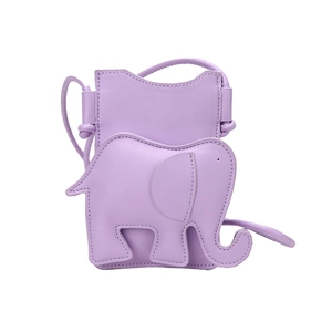 Sac à bandoulière mignon en forme d'éléphant violet pour femme en similicuir texturé