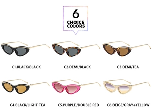 Opzioni di colore per occhiali da sole cat-eye con sottili stanghette in metallo e lenti