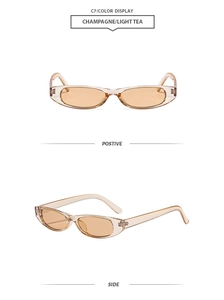 Détails des lunettes de soleil ovales champagne vintage avec verres thé clair