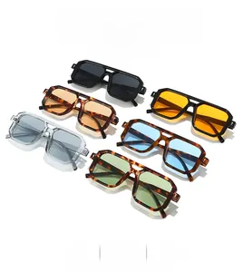 Collection of retro square sunglasses with colorful lenses and metal lightning temple detail