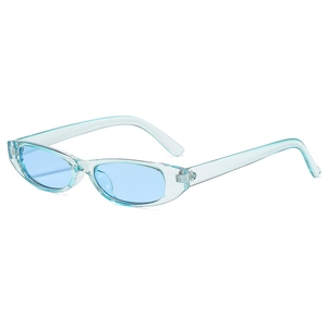 Lunettes de soleil ovales étroites bleu clair avec monture transparente style rétro 90s