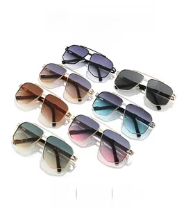 Collection of seven pilot sunglasses featuring colorful lenses and double bridge metal frames