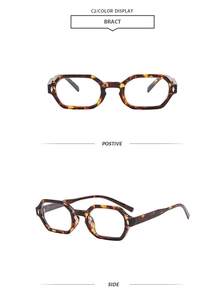 Detailansicht des Schildpattmusters und des geometrischen Rahmendesigns der Brille