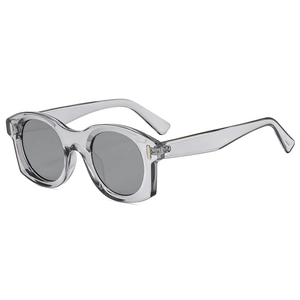 Lunettes de soleil polygonales tendance avec monture grise et verres foncés pour l'extérieur