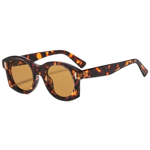 Lunettes de soleil rétro polygonales avec monture épaisse en écaille et verres marrons