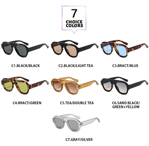 Detailed grid showing seven color variations of oversized pilot frame sunglasses