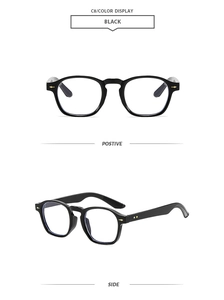 Détails des lunettes de soleil carrées noires Boston avec des rivets dorés élégants