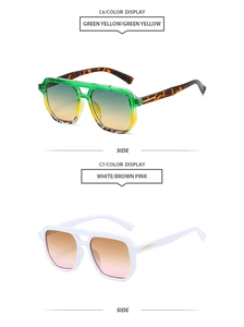 Side view of aviator sunglasses with gold metal details and gradient lenses