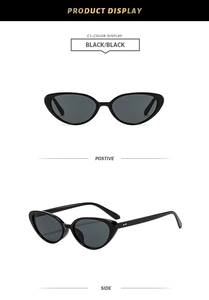 Front and side profile of black cat-eye sunglasses with high-quality plastic frames