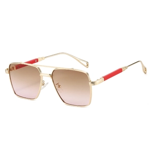 Fashion Square Sunglasses Metal Double Bridge UV400 Protection Gradient Lens Vintage Eyewear Outdoor Unisex