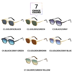 Selection of 7 colors for classic retro square sunglasses with slim metal frames