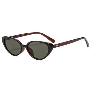 Classic retro cat-eye sunglasses with dark red tortoiseshell frame and green lenses