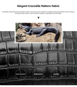 Detail of premium black crocodile embossed texture showing waterproof and wear-resistant fabric