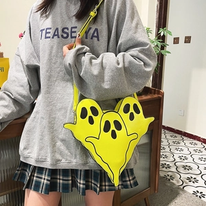 Sac à bandoulière fantôme jaune vif en cuir PU au design original et amusant