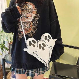 Sac à bandoulière blanc amusant en forme de fantôme pour femme avec design effrayant