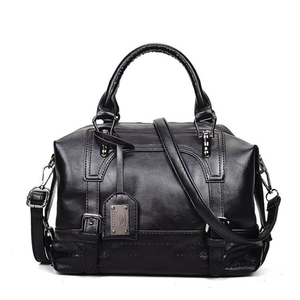 Women Boston Handbag PU Leather Retro Commute Top Handle Shoulder Crossbody Bag Large Capacity Multi Pockets Fashion