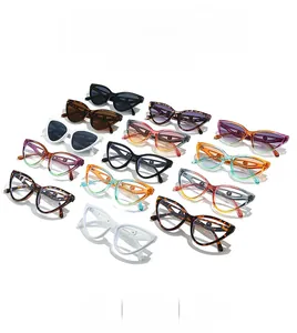 Vue détaillée en grille montrant douze options de couleurs pour lunettes de soleil œil de chat