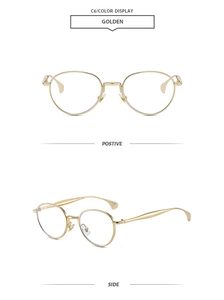 Vue détaillée de lunettes de soleil rondes vintage en métal doré sous deux angles précis