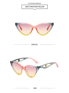 Vue détaillée des lunettes œil-de-chat avec monture dégradée et détails perlés