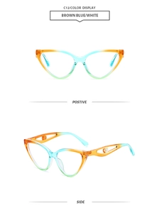 Détail de lunettes de soleil œil de chat triangle avec branche évidée et perle
