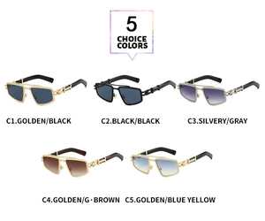 Five styles of retro punk sunglasses with double bridge metal frames in assorted colors