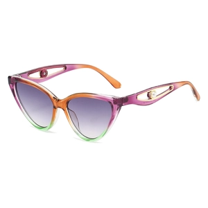 Lunettes De Soleil Oeil De Chat Pour Femmes Protection UV Monture PC Dégradé Branches Métal Creux Künstliche Perle Rétro Tendance