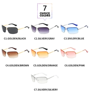 Grille de sept lunettes de soleil ovales rétro de différentes couleurs avec monture métal