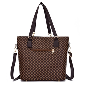 Women's 6-piece tote bag set with geometric patterns and adjustable shoulder strap