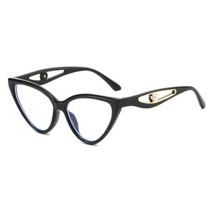 Modische schwarze Katzenaugen-Sonnenbrille mit goldener Verzierung und Perle