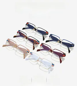 Collection of square frame glasses with signature striped temples in multiple colors
