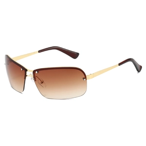 Lunettes de soleil ovales sans monture Y2K avec double pont et verres dégradés