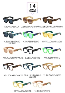 Collection of 14 colorful vintage square frame sunglasses with various lens tint options