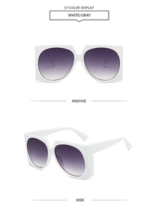 Gros plan sur les lunettes de soleil carrées blanches avec verres dégradés violets