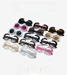 Selection of retro round sunglasses with polygonal frames in twelve various colors