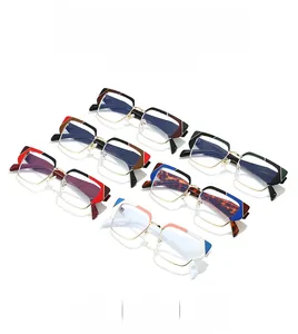 Collection de lunettes géométriques en métal à demi-monture aux couleurs vives variées