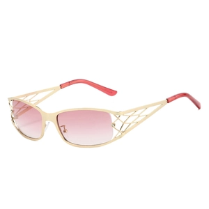 Lunettes De Soleil À Monture Métallique Évidée Mode Protection UV400 Y2K Tendance Décor Strass Unisexe