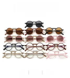 Collection of retro round sunglasses with double bridge design in assorted colors